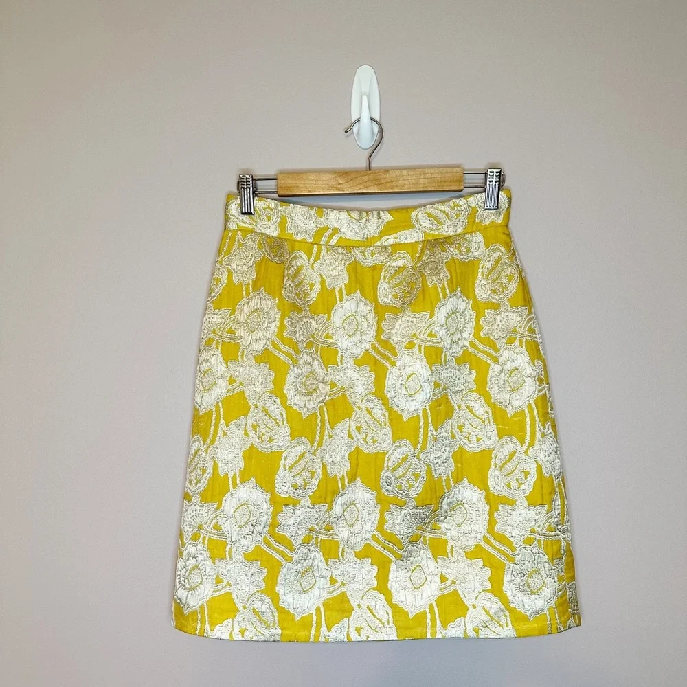 Kate Spade New York Yellow Gold Floral Skirt Size 4 - Picture 1 of 11